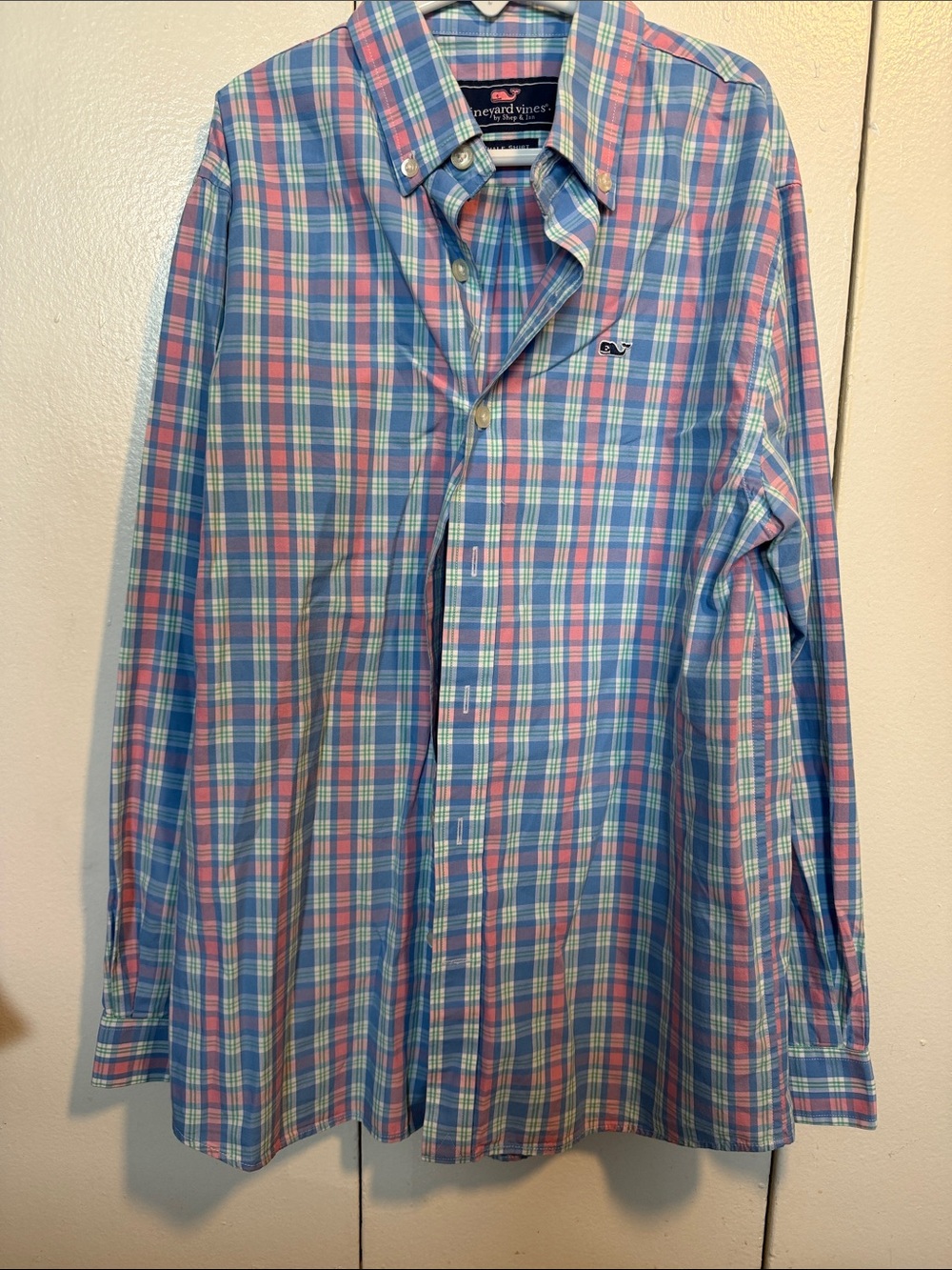 Vineyard Vines Blue, Pink & White Plaid Button-Down Shirt